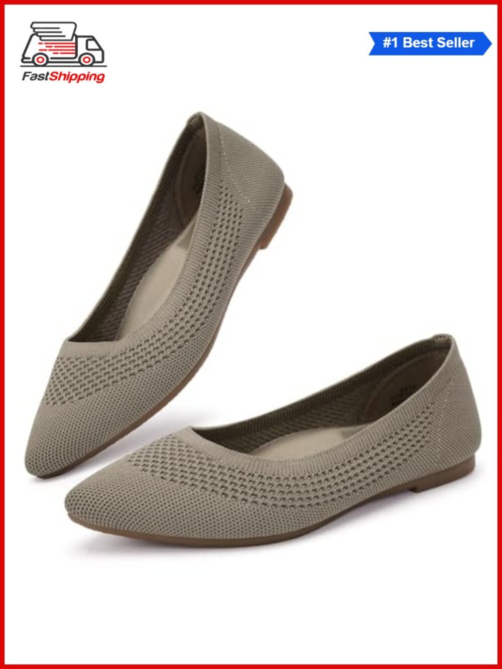 Pointed Toe Ballet Flats with Arch Support & Foldable Travel Design